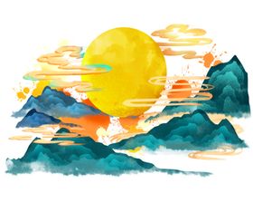 祥云复古中式插画背景海报素材
