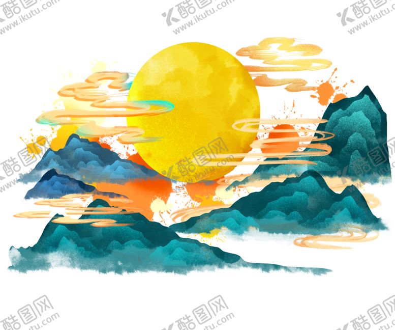 编号：12054005130022582428【酷图网】源文件下载-祥云复古中式插画背景海报素材