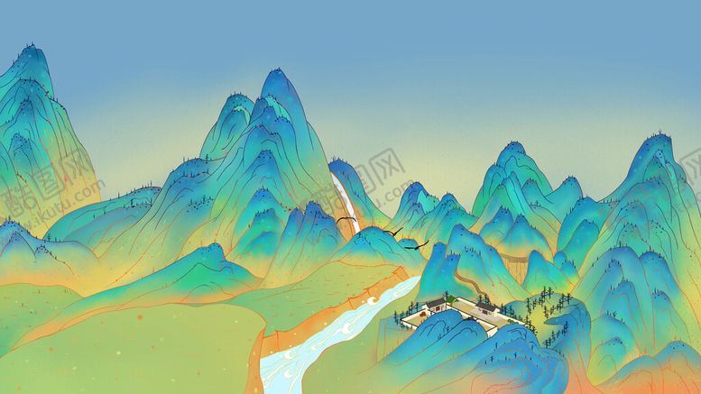 编号：11466311011121343012【酷图网】源文件下载-千里江山手绘图