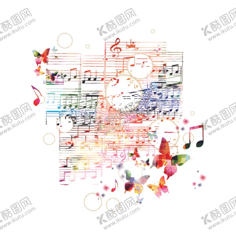 编号：32443203261319004445【酷图网】源文件下载-五线谱与蝴蝶