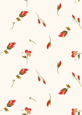 清新蓝绿植物碎花图案