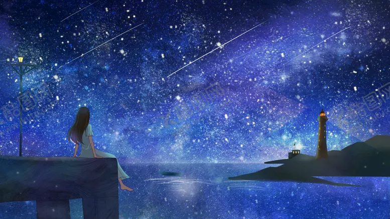 编号：20532410152056437157【酷图网】源文件下载-手绘梦幻小清新星空插画