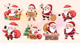 圣诞卡通圣诞老人形象集合