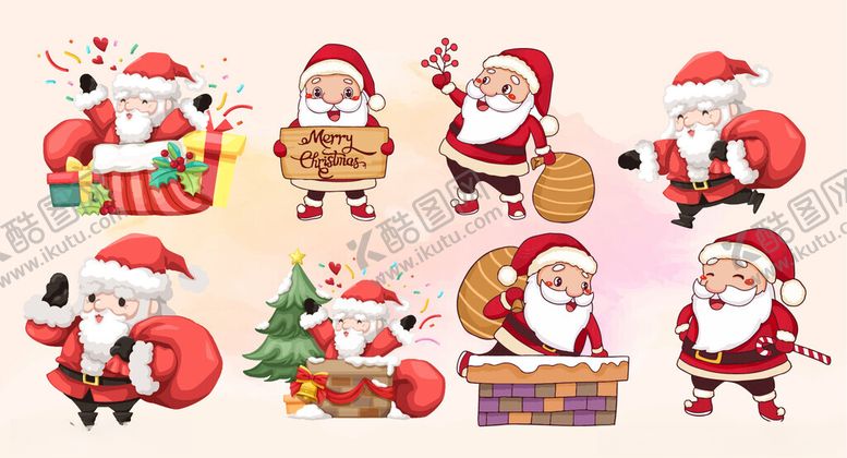 编号：67863711181919215763【酷图网】源文件下载-圣诞卡通圣诞老人形象集合