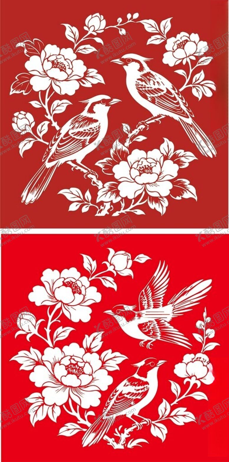 编号：78027104291747539353【酷图网】源文件下载-花鸟剪纸艺术图案欣赏