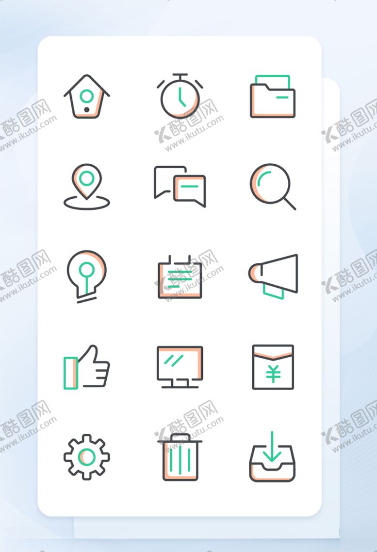 编号：27976205161407289206【酷图网】源文件下载-绿色线性简约互联网UI图标