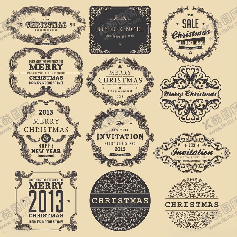 编号：71230104141502292925【酷图网】源文件下载-复古装饰性标签设计元素