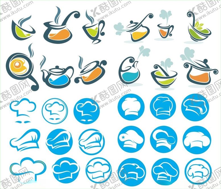 编号：99061311020817438460【酷图网】源文件下载-餐饮图标茶具图标厨师帽