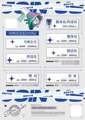 酒吧KTV楼面部招聘宣传单
