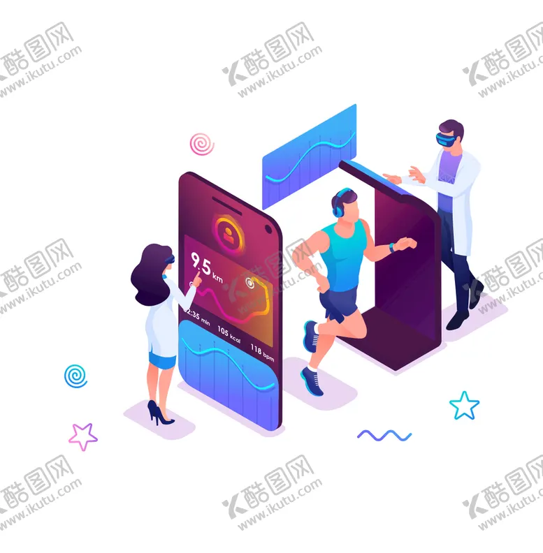 编号：11606911071232543826【酷图网】源文件下载-智能健身插画