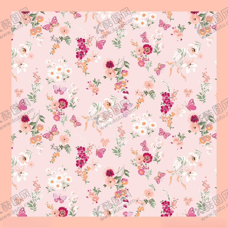 编号：48481704042110075978【酷图网】源文件下载-蝴蝶花卉图案方巾