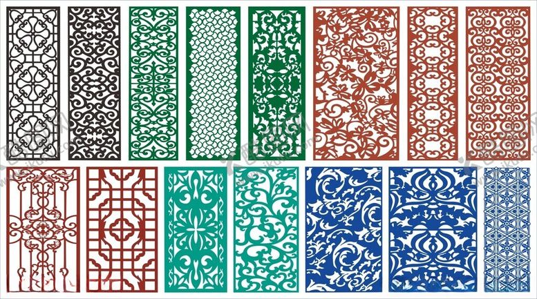 编号：93366411020442496056【酷图网】源文件下载-窗花镂空花纹屏风隔断雕花