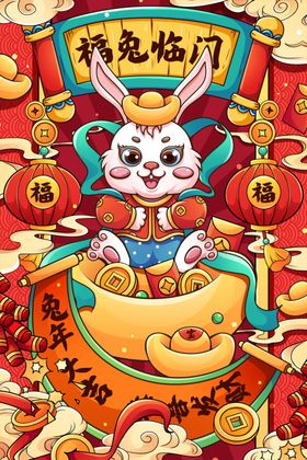 国潮兔年快乐大吉素材红包