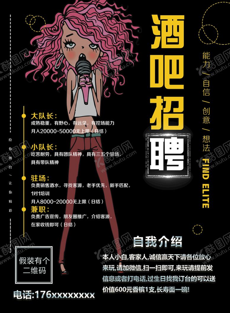 编号：20149509171947225832【酷图网】源文件下载-酒吧招聘海报