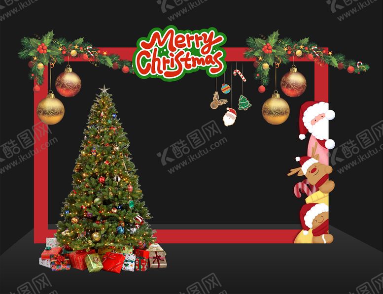 编号：96975711300205428684【酷图网】源文件下载-圣诞节圣诞树插画美陈