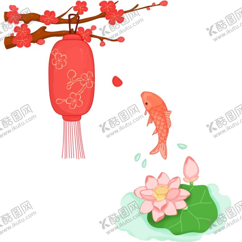 编号：60581606252312112592【酷图网】源文件下载-中国风灯笼梅花元素PNG