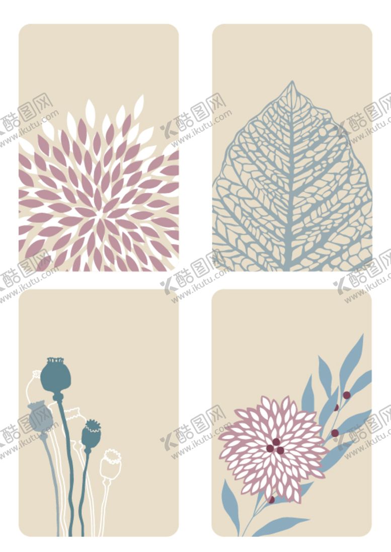 编号：90342509160353261284【酷图网】源文件下载-扁平风格手绘花卉植物图案标签