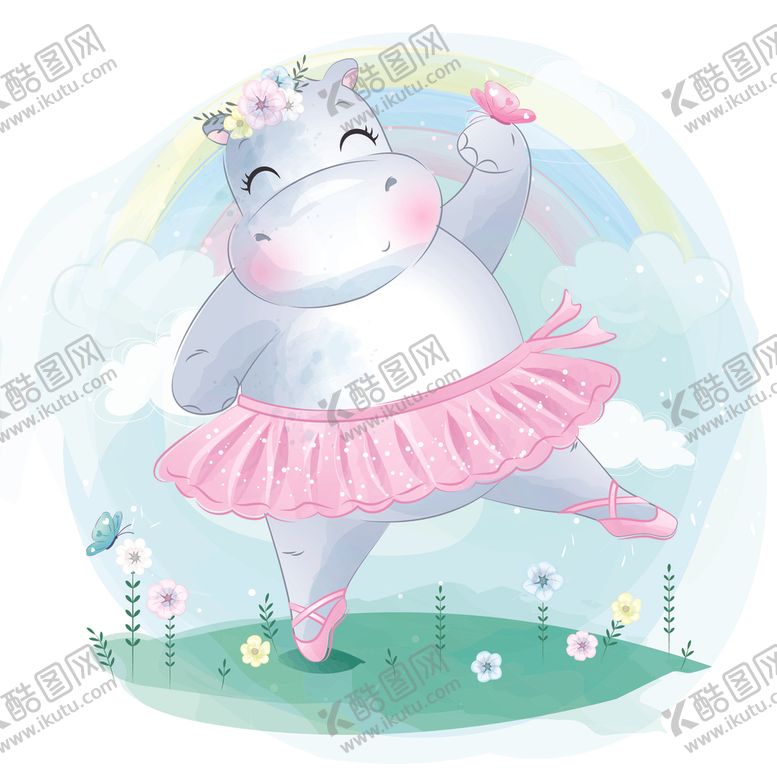编号：73430409252350454971【酷图网】源文件下载-跳芭蕾舞的河马