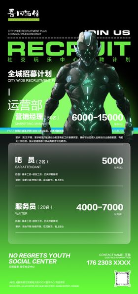 酒吧招聘海报