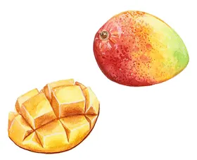 芒果卡通小吃地方美食风味小吃手绘地方小吃