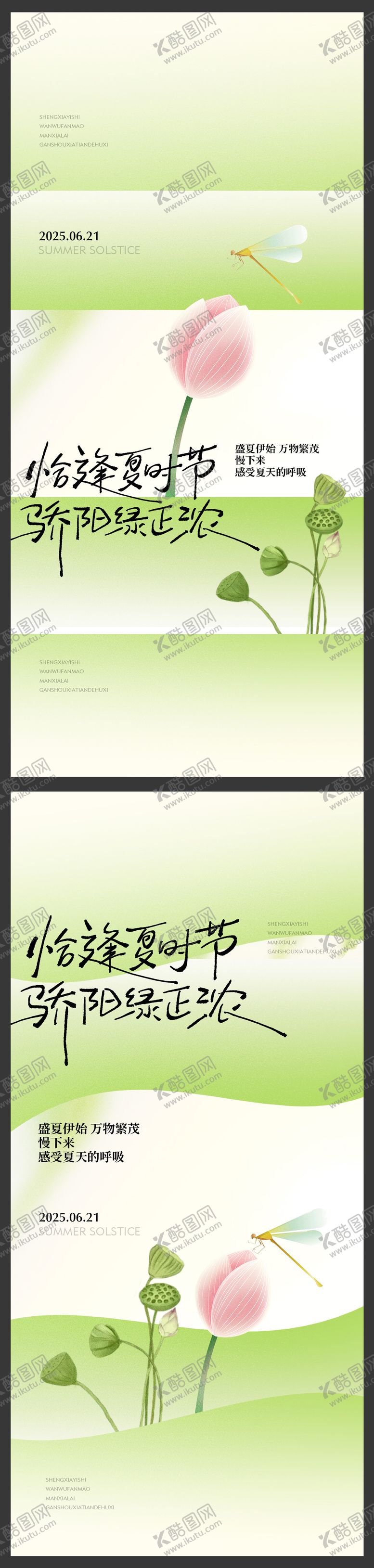编号：62053706231429068124【酷图网】源文件下载-夏至节气蜻蜓荷花荷叶简约高级微单