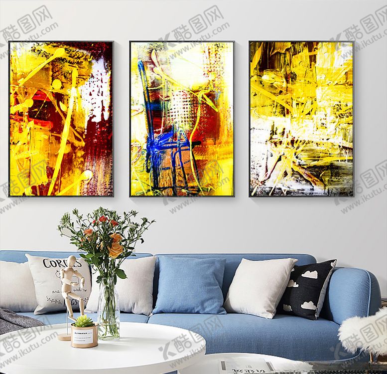 编号：70550709111259555593【酷图网】源文件下载-抽象水彩三联画