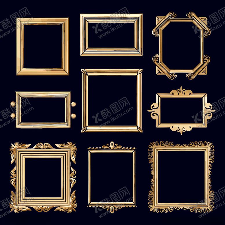 编号：60353211191957225171【酷图网】源文件下载-精美金色画框集合