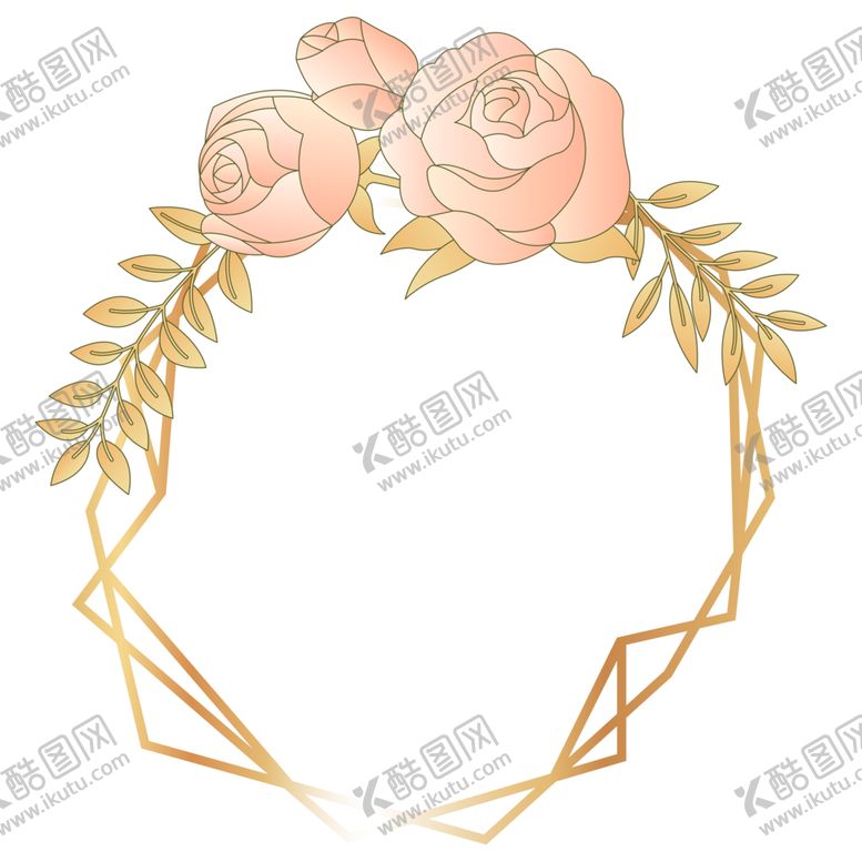 编号：65913901241141311588【酷图网】源文件下载-金色边框植物花环