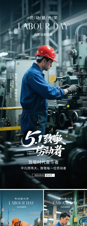 五一劳动节海报场景工作者