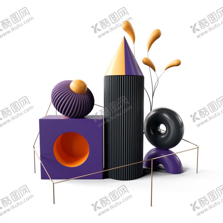 编号：50489910270557282071【酷图网】源文件下载-紫金黑色几何体