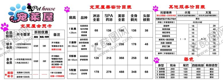 编号：47817007022155311596【酷图网】源文件下载-宠物价格表