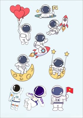 卡通航天宇航员宇宙手绘插画图片