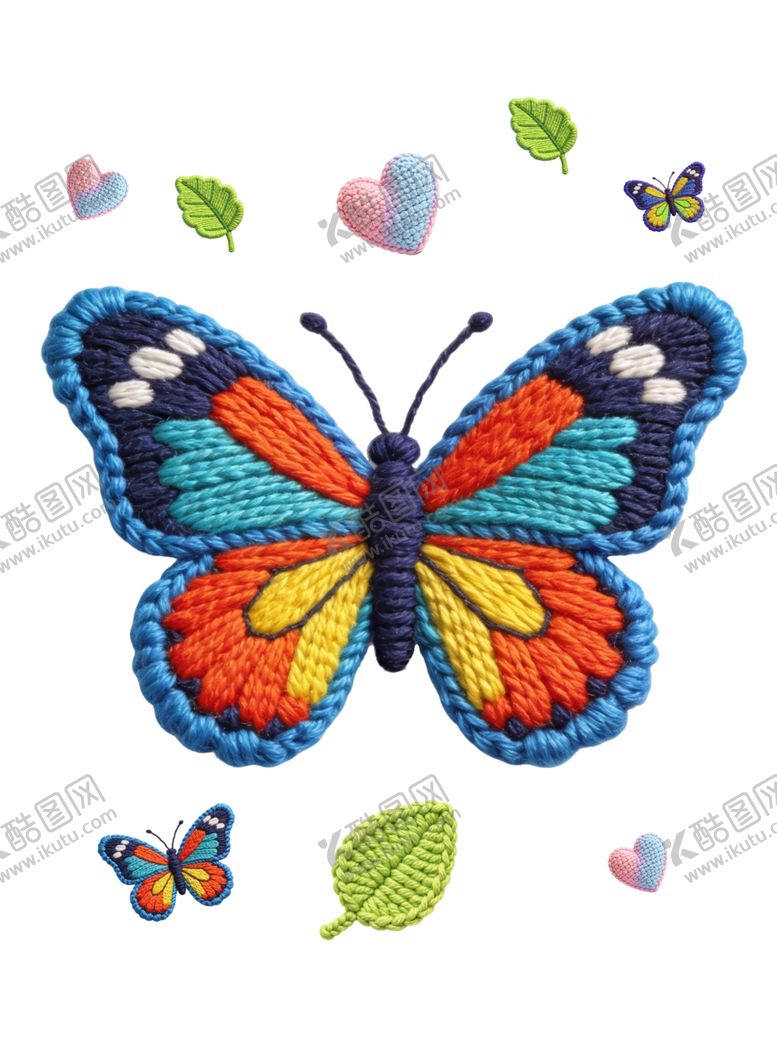 编号：16749804011511028345【酷图网】源文件下载-彩色蝴蝶刺绣图案设计