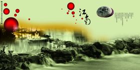 中国风雅致龙头雕塑创意宣传海报
