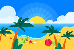 夏日沙滩背景度假风旅行旅游海报