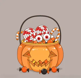 万圣节糖果西方传统日卡通手绘矢量图