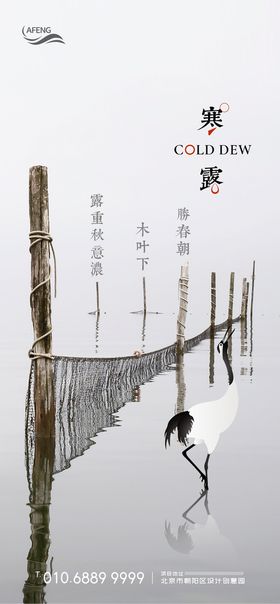 寒露节气仙鹤插画海报