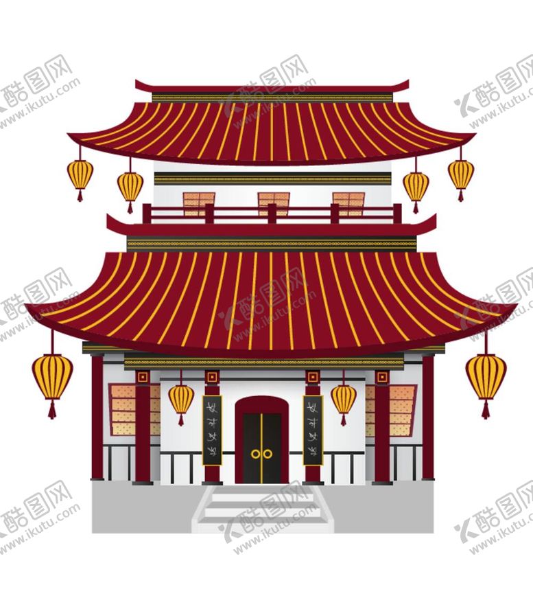 编号：24195709271036090795【酷图网】源文件下载-中式建筑插画