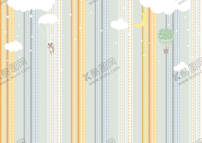 编号：93451310261906256687【酷图网】源文件下载-卡通手绘儿童房墙纸图片