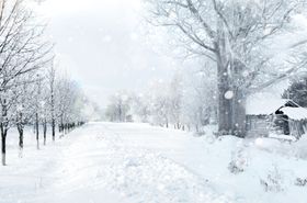 扁平冬天雪景风景