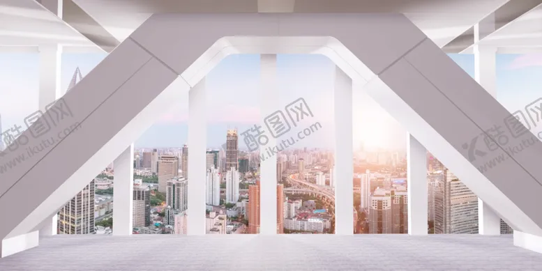 编号：34912406252353471972【酷图网】源文件下载-建筑内部顶层天台窗户城市背景