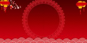 中国风水墨喜庆背景鹤边框桃花元宵
