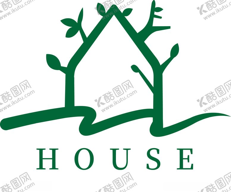 编号：25729410141706482886【酷图网】源文件下载-房子绿色具象剪影卡通