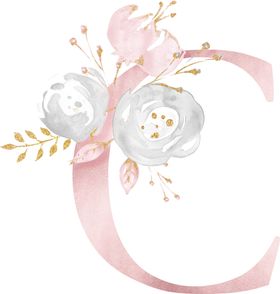 金粉鲜花字母数字素材