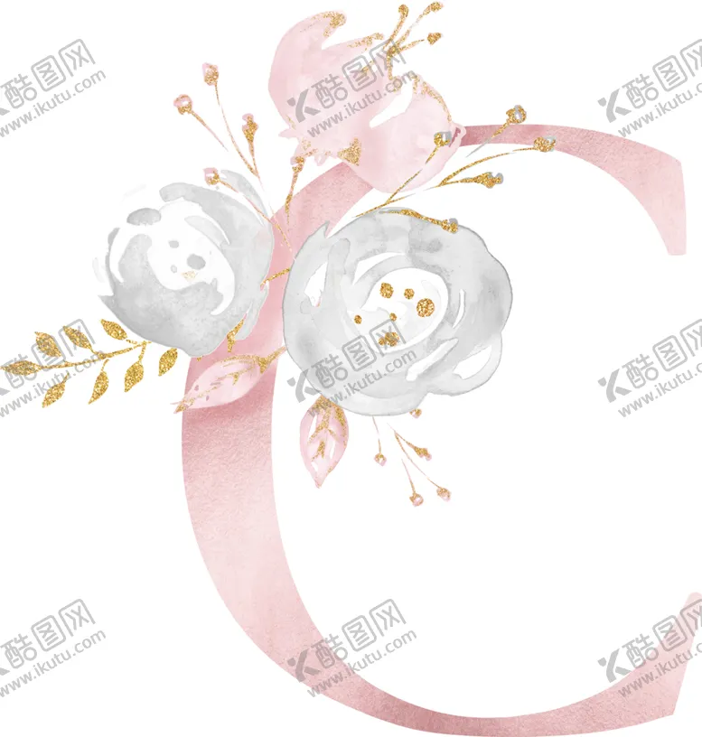 编号：83621807020259164893【酷图网】源文件下载-金粉鲜花字母数字素材