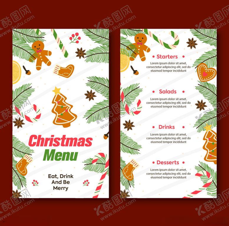 编号：64499211201131496770【酷图网】源文件下载-圣诞节日菜单设计模板
