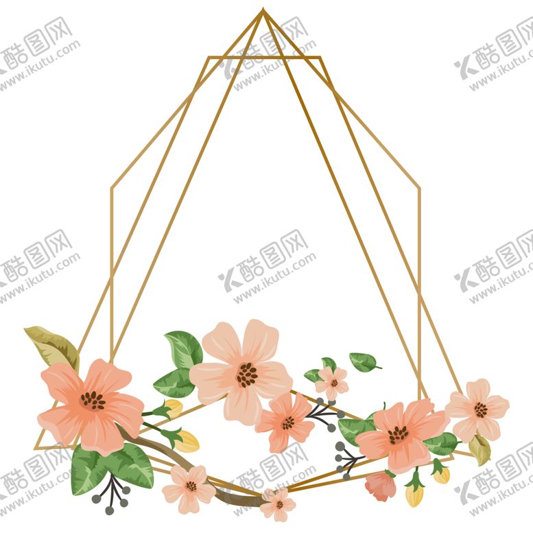 编号：94905301240639147628【酷图网】源文件下载-金色边框植物花环