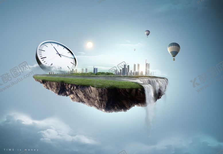 编号：20349910031132475074【酷图网】源文件下载-创意时间与天空成合背景