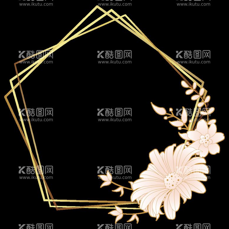 编号：33973210230712184552【酷图网】源文件下载-植物金色边框花环