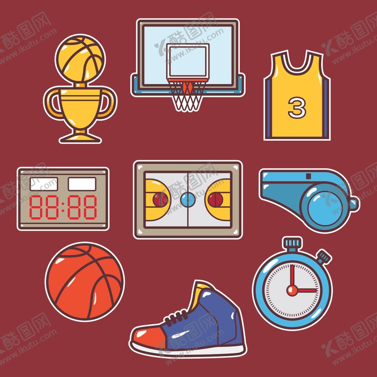 编号：92897909220536183342【酷图网】源文件下载-9款创意篮球元素矢量素材